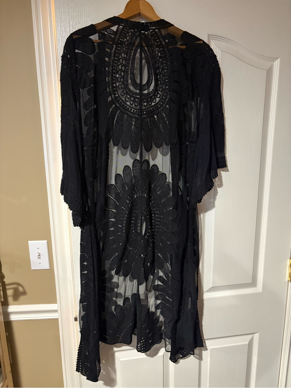 Style Apparel -Black Lace Kimono Cover-Up - Picture 2 of 3
